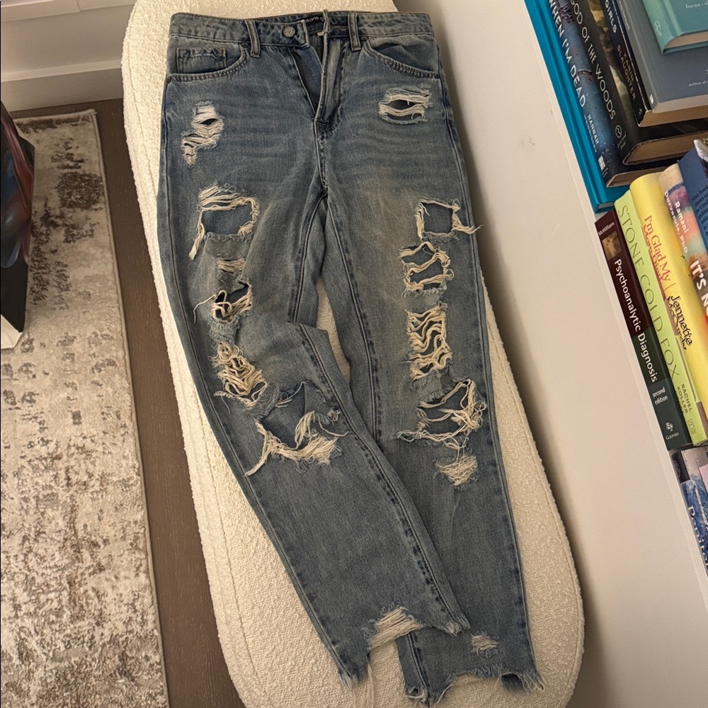 Distressed Blue Jeans